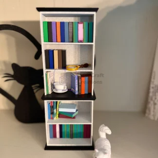 Modern Bookshelf — 1:6 Scale Tiered Shelf for Mini Brands Books