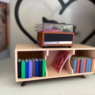 Vintage Inspired Vinyl Console — Retro 1:6 Scale to display your Mini Brands Vinyl and Books