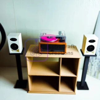Modern Record Display Bundle — 1:6 Scale Speakers, Stands & Console for Mini Brands Vinyl