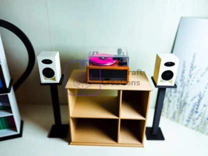 Modern Record Display Bundle — 1:6 Scale Speakers, Stands & Console for Mini Brands Vinyl